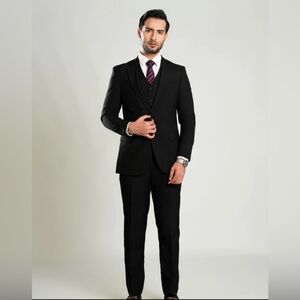 Lawrencepur Black Wool Blend Blazer Jacket Size 50R Classic Tailored